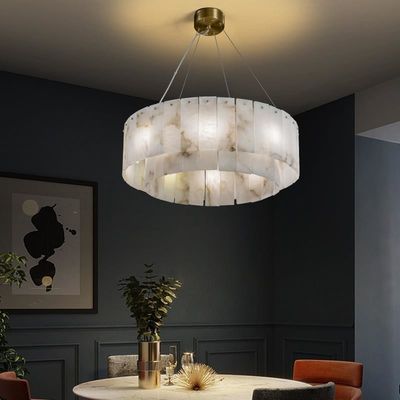 G9 Modern Alabaster Chandelier Decorative Ceiling Hanging Lights For Office 1935lm