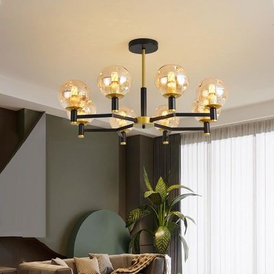 Multi Head Glass Pendant Lamps E27 4000K 6000K Hanging Glass Globe Modern Pendant Lights