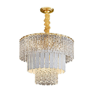Tricolor Triangular Modern Crystal Chandelier Gold Finish Multiple Processes