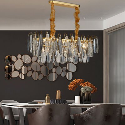 Dimmable Round Luxury Pendant Lights Customised Crystal Smoke Grey Pendant Light Rustproof
