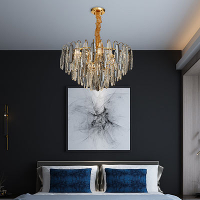Dimmable Round Luxury Pendant Lights Customised Crystal Smoke Grey Pendant Light Rustproof