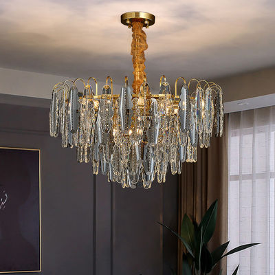 Dimmable Round Luxury Pendant Lights Customised Crystal Smoke Grey Pendant Light Rustproof