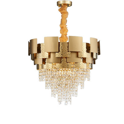 Titanium Gold Glass Chandelier Crystals Luxury Pendant Lights 6m2 To 25m2
