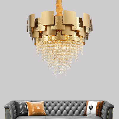 Titanium Gold Glass Chandelier Crystals Luxury Pendant Lights 6m2 To 25m2