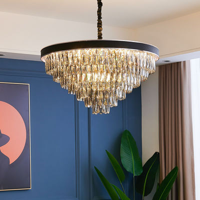 2700k 6500k Smokey Grey Pendant Light Round Crystal Modern Grand Chandelier