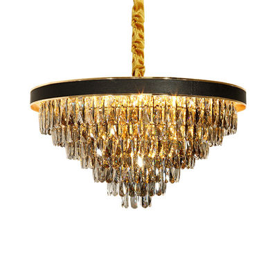 2700k 6500k Smokey Grey Pendant Light Round Crystal Modern Grand Chandelier