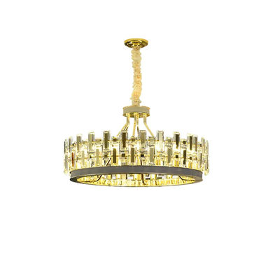 Round Modern LED Smoke Grey Crystal Chandelier E14 Electroplated Thickened Ceiling Plate