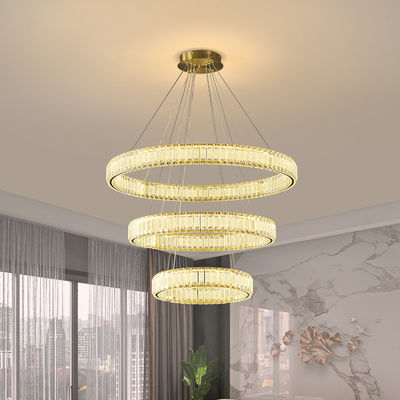 Dimmable Modern Ring Chandelier 90W 315W 3 Ring Crystal Pendant Light