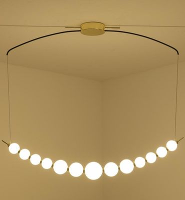 Linear Glass Pendant Lamps 32W 3000K Warm Light White Glass Ball Custom Pendant Light