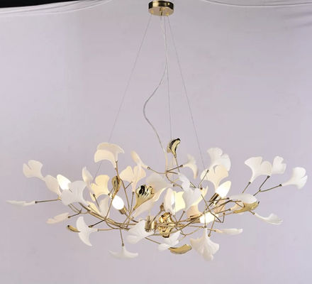 Creative Ceramic Ginkgo Leaf Chandelier Ceiling Light Adjusted Hanging Wire