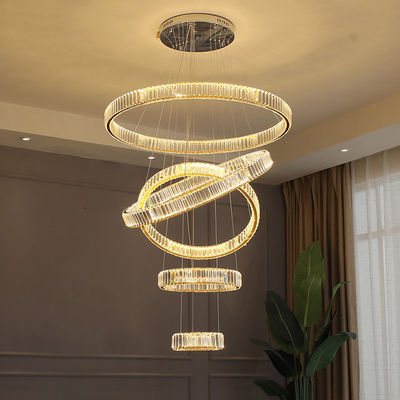 Multilayer High End Foyer Large Foyer Chandeliers Vertical Ring Pendant Light Rustproof