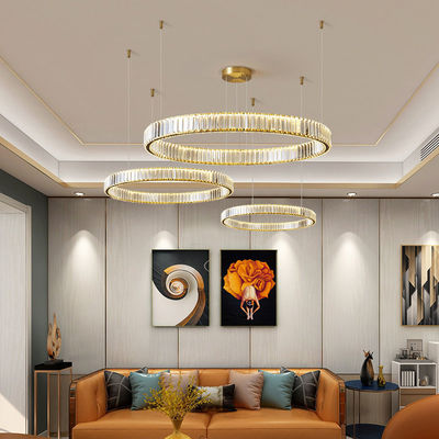 Multilayer High End Foyer Large Foyer Chandeliers Vertical Ring Pendant Light Rustproof