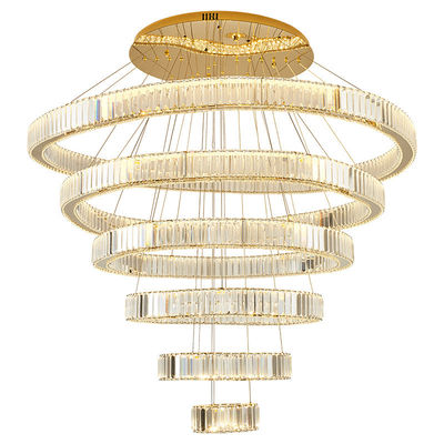 Multilayer High End Foyer Large Foyer Chandeliers Vertical Ring Pendant Light Rustproof