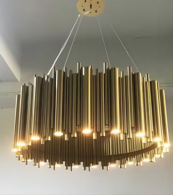 Copper Body Material Pendant Chandelier Lights Dramatic Pipe Design
