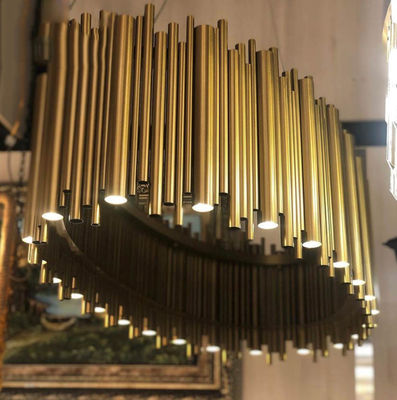 Copper Body Material Pendant Chandelier Lights Dramatic Pipe Design