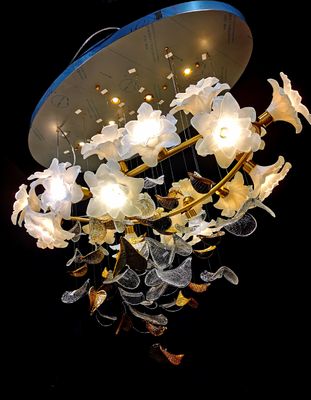 High End Art Romantic White Floral Lobby Chandelier High End Duplex Villa