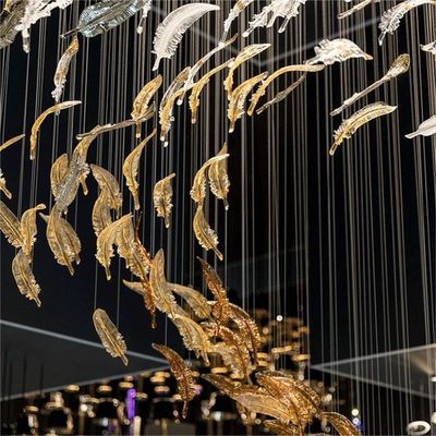 Modern Art Glass Feather Chandeliers