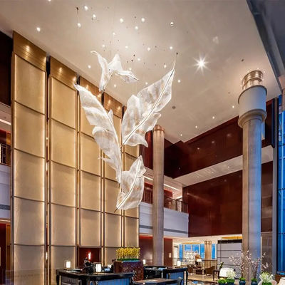 Custom Made Leaf Pendant Light Large Lobby Chandelier Modern Glass Decoration Lighting