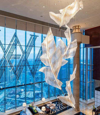 Custom Made Leaf Pendant Light Large Lobby Chandelier Modern Glass Decoration Lighting
