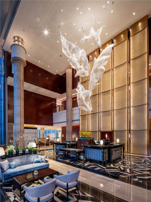 Custom Made Leaf Pendant Light Large Lobby Chandelier Modern Glass Decoration Lighting
