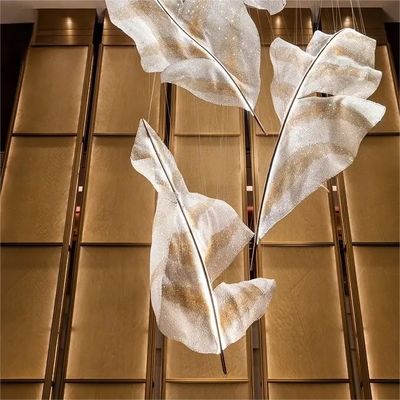 Custom Made Leaf Pendant Light Large Lobby Chandelier Modern Glass Decoration Lighting