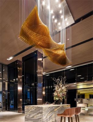 Wave Shaped Hotel Lobby Banquet Exhibition Hall Chandelier Art Custom Engineering Lamp