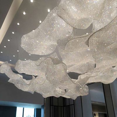 Modern Wave Crystal Chandelier Extra Large Crystal Chandeliers For High Ceilings