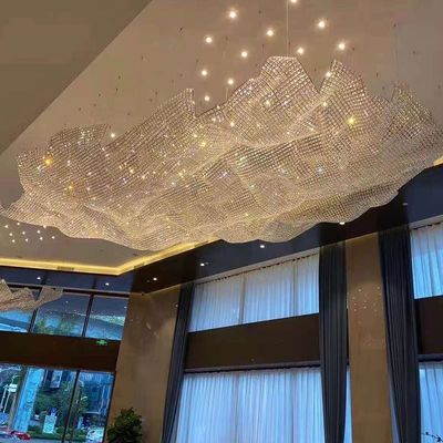 Modern Wave Crystal Chandelier Extra Large Crystal Chandeliers For High Ceilings