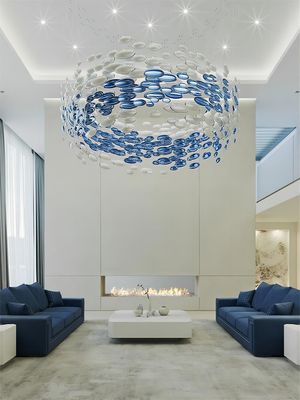Customized Hotel Lobby Oval Art Chandelier Glass Extra Large Chandeliers