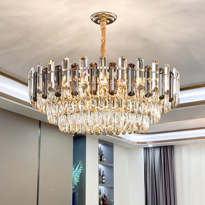 S Gold Smoke Grey K9 Crystal Chandelier Baking Varnish Polishing
