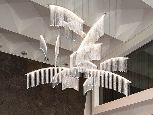 LED Large Modern Entryway Chandelier Distinctive Crystal Large Chandelier