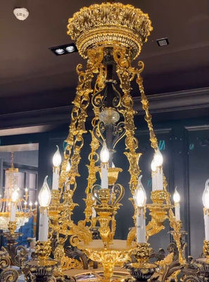 European Retro Custom Chandeliers High End Golden Candle Chandelier LED Light Source