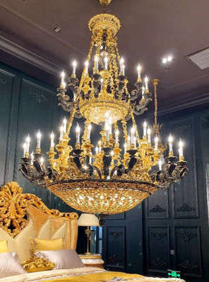 European Retro Custom Chandeliers High End Golden Candle Chandelier LED Light Source