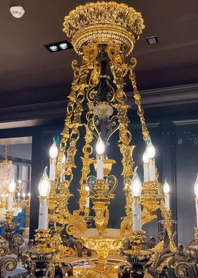 European Retro Custom Chandeliers High End Golden Candle Chandelier LED Light Source