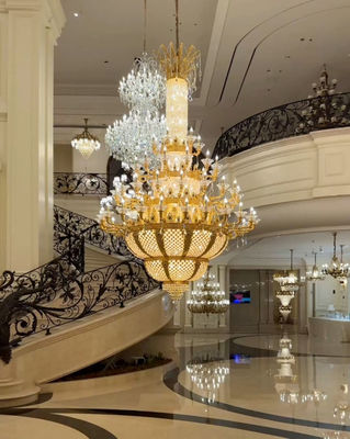 ODM OEM Golden Luxury Large Modern Entry Chandeliers For High End Commercial Buildings