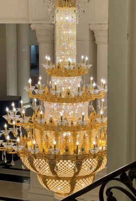 ODM OEM Golden Luxury Large Modern Entry Chandeliers For High End Commercial Buildings