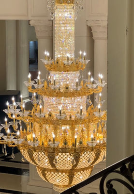 ODM OEM Golden Luxury Large Modern Entry Chandeliers For High End Commercial Buildings