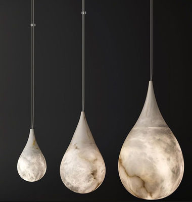 Creative Alabaster Villa Hotel Bedroom Bar Spherical Raindrop Modern Decoration LED Chandelier Marble Light