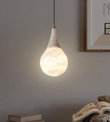 Creative Alabaster Villa Hotel Bedroom Bar Spherical Raindrop Modern Decoration LED Chandelier Marble Light