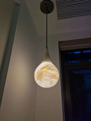 Creative Alabaster Villa Hotel Bedroom Bar Spherical Raindrop Modern Decoration LED Chandelier Marble Light