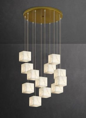 Custom Luxury Alabaster Chandelier Modern Style Villa High Ceiling Hotel Lobby Spiral Staircase Chandelier