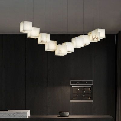 Custom Luxury Alabaster Chandelier Modern Style Villa High Ceiling Hotel Lobby Spiral Staircase Chandelier