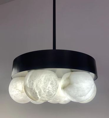 Modern Nordic Marble Chandelier Designer High-end Minimalist Living Room Alabaster Light All Copper Dining Room Bedroom Lamp