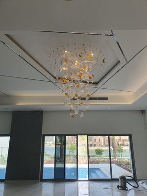 Indoor Decoration Modern Custom Hotel Club Glass Led Big Project Chandelier Pendant Lamp