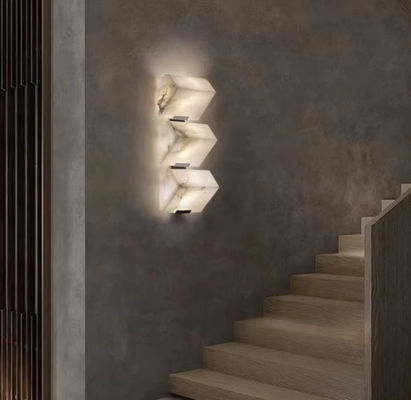 Alabaster LED Wall Lamp Postmodern Creative Home Decor Copper Marble Wall Light For Bedroom Bedside Living Room