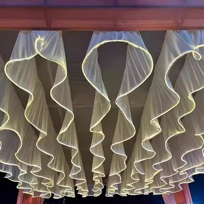 White Light S Strip Wedding Ceiling Curtain For Dance Hall Wedding Event Party Hall Decor With Led Light Strip