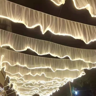 White Light S Strip Wedding Ceiling Curtain For Dance Hall Wedding Event Party Hall Decor With Led Light Strip