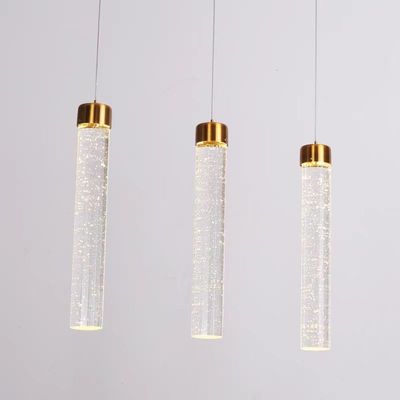 Minimalist Luxury Style Single Hanging Cylinder Shade Bedside Drop Light Crystal Pendant Light Modern