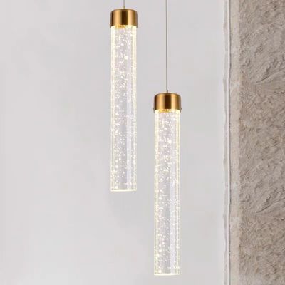Minimalist Luxury Style Single Hanging Cylinder Shade Bedside Drop Light Crystal Pendant Light Modern