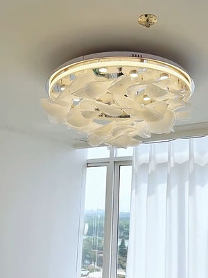 Nordic Simple Light French Living Room Bedroom Ceiling Light Modern Cream Creative Personality Lotus Leaf Designer Room Light